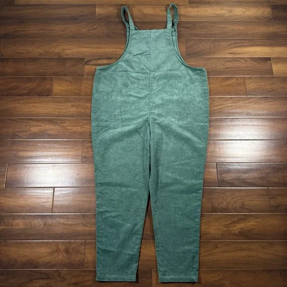 Lucy & Yak Women Size US 16 R Green Corduroy Original Organic Dungaree Overalls - Picture 8 of 11